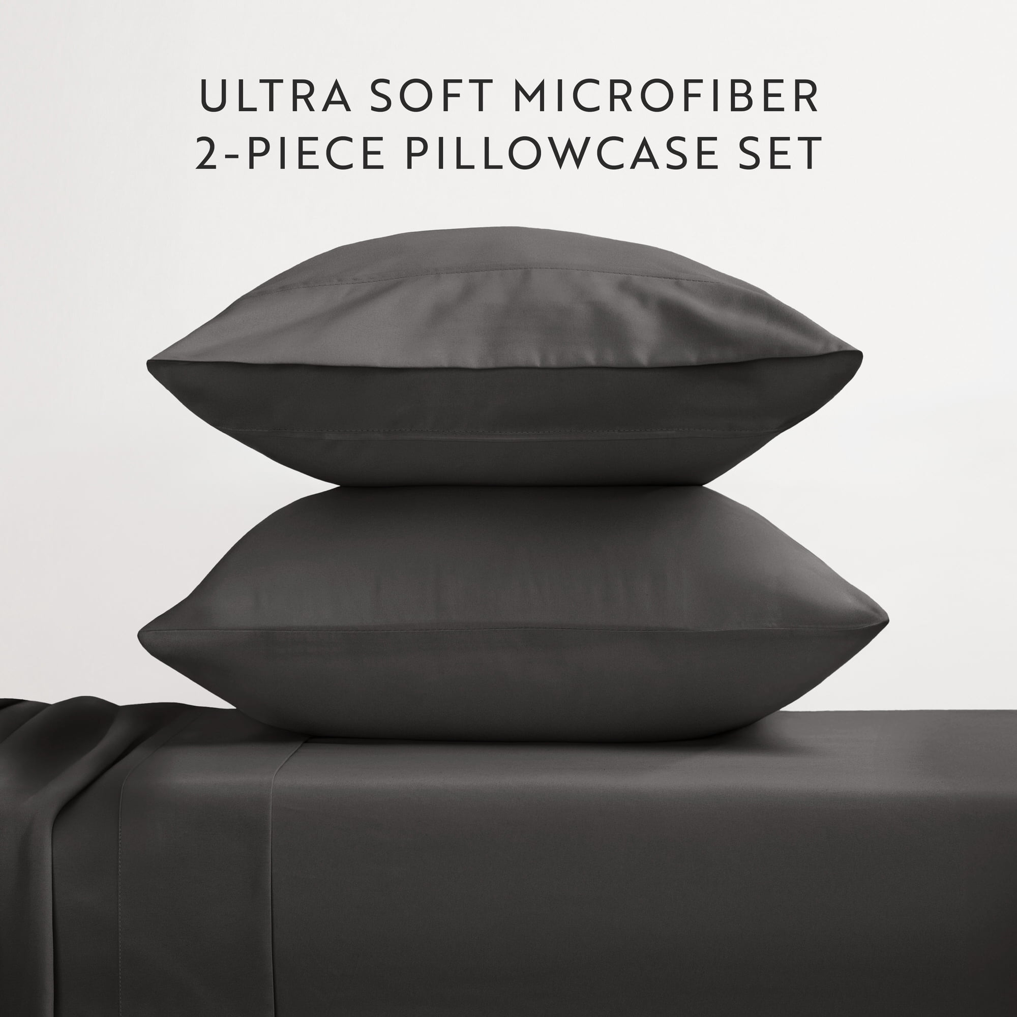 Noble Linens 2 Piece Pillow Case Set, Gray, Standard/Queen