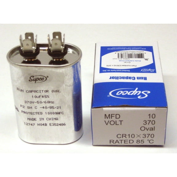 Supco CR10X370 HVAC Motor Oval Run Capacitor 10 MFD 370 Volts