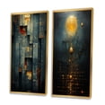 thumbnail image 3 of Designart "Retro Minimalism Urban Blues" Modern Geometric Framed Wall Art Set Of 2 - Modern Gold Gallery Wall Frame Set For Home Decor, 3 of 6