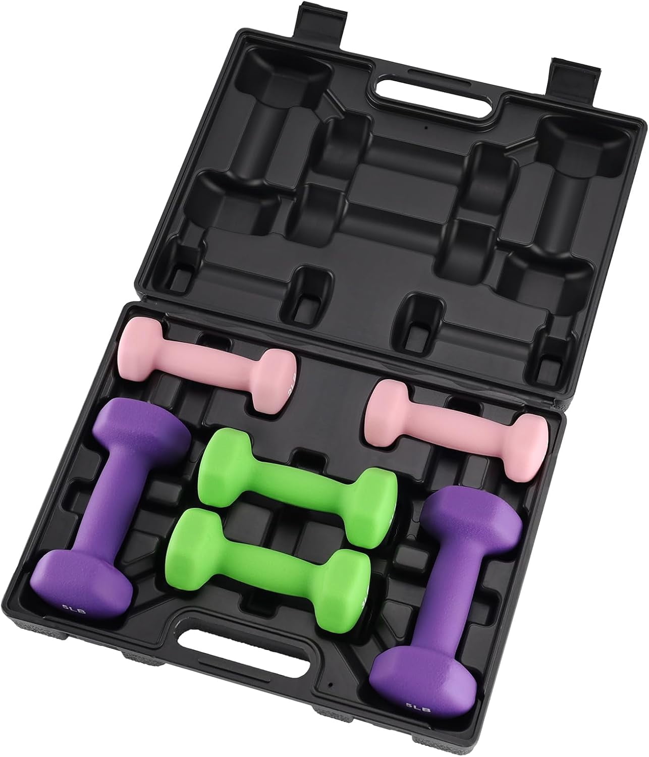 Acekid Dumbbell Weights Set, Colorful Neoprene Hand Weights with Storage Case/Rack for Home Gym, 2+3+5 LBS