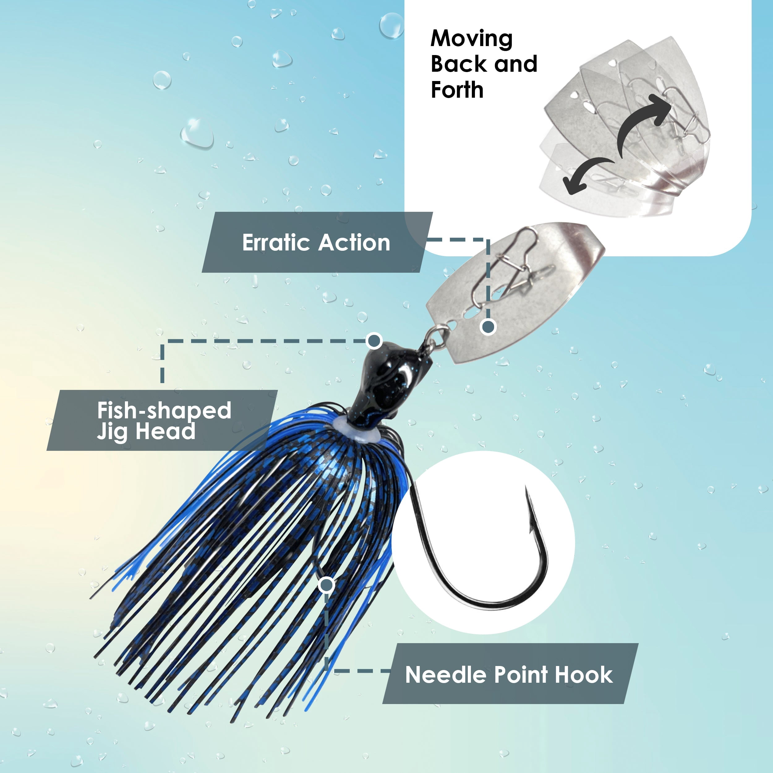 Reaction Tackle Breaker Blade Jig - 3/8oz - Bluegill
