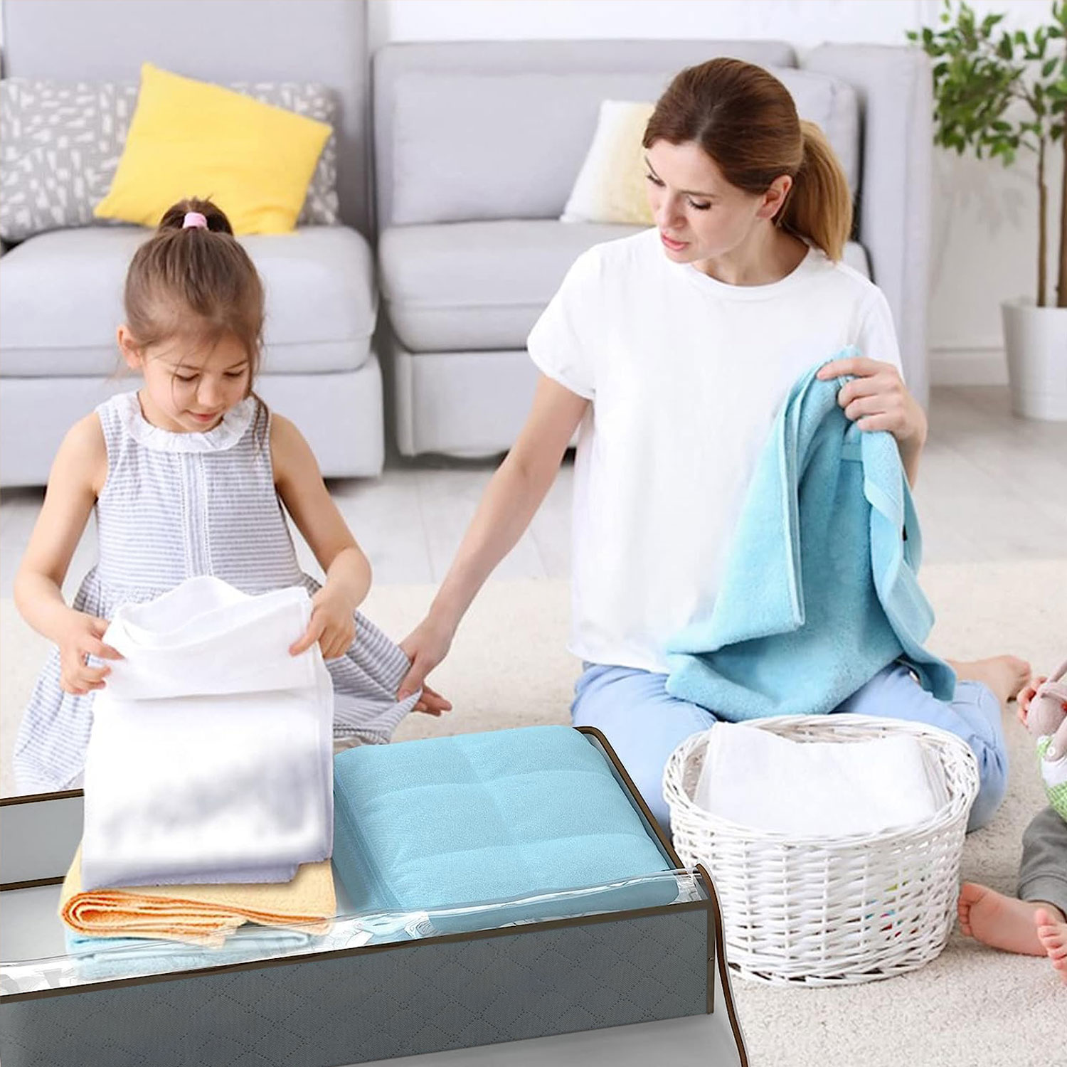 HadinEEon 4-Pack Under Bed Storage Bags, Gray photo 7