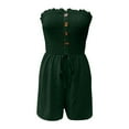 thumbnail image 3 of Yuhangmm Womens Rompers for Summer, Plus Size Jumpsuit for Women Casual Summer Strapless Romper with Pockets Solid Color Sleeveless Outfit Comfortable Lightweight Jumpsuit Green2 XL, 3 of 4