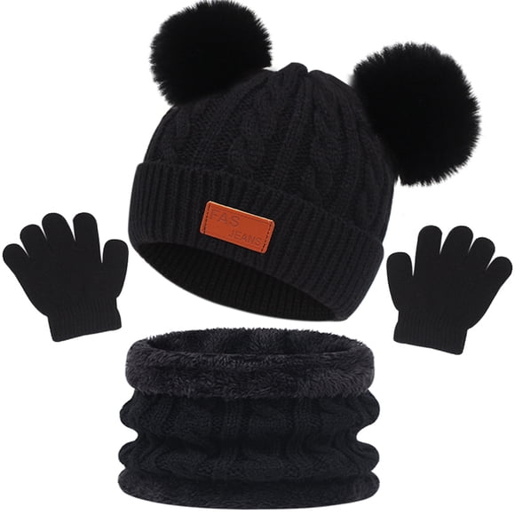 Conjunto de gorro y bufanda de invierno para niños, guantes y gorro de punto cálidos para bebés de 1 a 8 años.