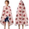 thumbnail image 3 of Strawberry Plants Fruit Flower Pink Pattern Hooded Bath Towel，50"x30" for Ages 3 To 12 Kids, Quick Dry Lightweight Soft Microfiber Hood Beach Towel Cover Up for Kids, 3 of 7