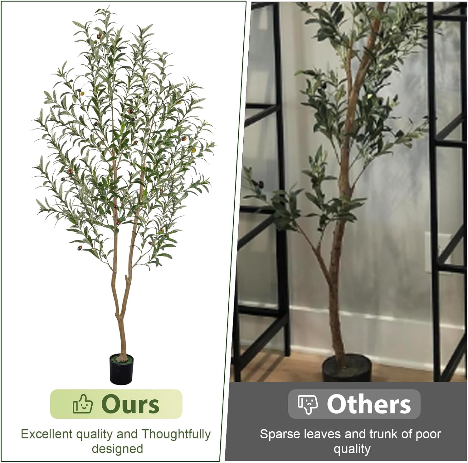 Romswi 6FT Artificial Olive Tree Tall Fake Potted Olive Tree with Lifelike Fruits Faux Olive Tree For Home House Office Decor Indoor