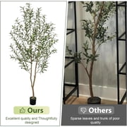 Romswi 6FT Artificial Olive Tree Tall Fake Potted Olive Tree with Lifelike Fruits Faux Olive Tree For Home House Office Decor Indoor