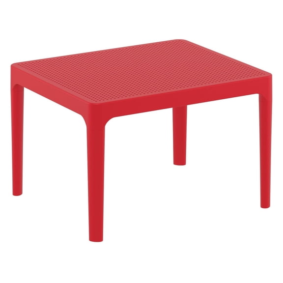 Luxury Commercial Living 23.5" Red Rectangular Outdoor Patio Side Table