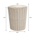 thumbnail image 4 of happimess Ollie Coastal Contemporary Resin 4.7-Gallon Tapered Round Wicker Waste Basket with Lid, White (Set of 2), 4 of 6