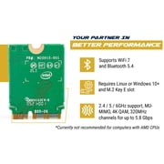 WiFi 7 Adapter for Intel BE200 | M.2 PCIe Format | Tri-Band 2.4/5/6 GHz | Up to 5.8 Gbps | WiFi Card for PCs | Bluetooth 5.4 Compatible | For Intel PC with Windows 10/11 | BE200NGW