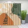 thumbnail image 2 of Mid Century Shower Curtain Boho Abstract Modern Minimalist Art Aesthetic Geometric Line Girl Face Plant Leaves Art Bathroom Decor Polyester Fabric Curtains 70 X 70 Inch with Hooks, 2 of 5