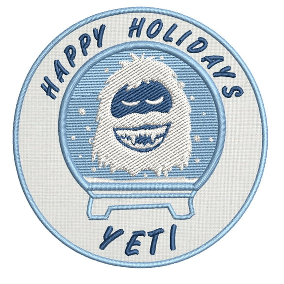 Yeti Happy Holidays Embroidered DIY Iron on or Sew-on Decorative Patch Badge Emblem Appliques Holiday Stocking Christmas Series