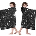 thumbnail image 4 of Black White Moon Leaf Eye Star Pattern Hooded Bath Towel，60"x35" for Ages 3 To 12 Kids, Quick Dry Lightweight Soft Microfiber Hood Beach Towel Cover Up for Kids, 4 of 7