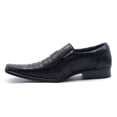 thumbnail image 2 of Men's Croco Texture Square Toe Slip On Loafers Casual Dress Shoes, Black Croco, 9.5, 2 of 3