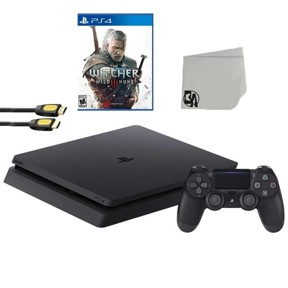 Pre-Owned Sony 2215B PlayStation 4 Slim 1TB Gaming Console Black with The Witcher 3 Wild Hunt Game BOLT AXTION Bundle