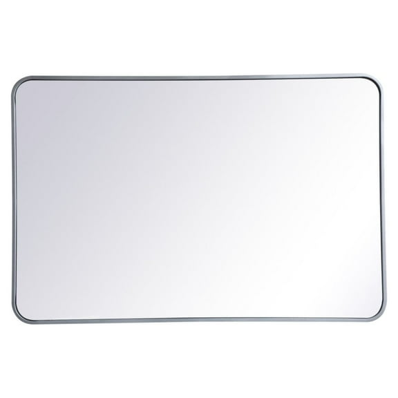 Soft corner metal rectangular mirror 28x42 inch in Silver