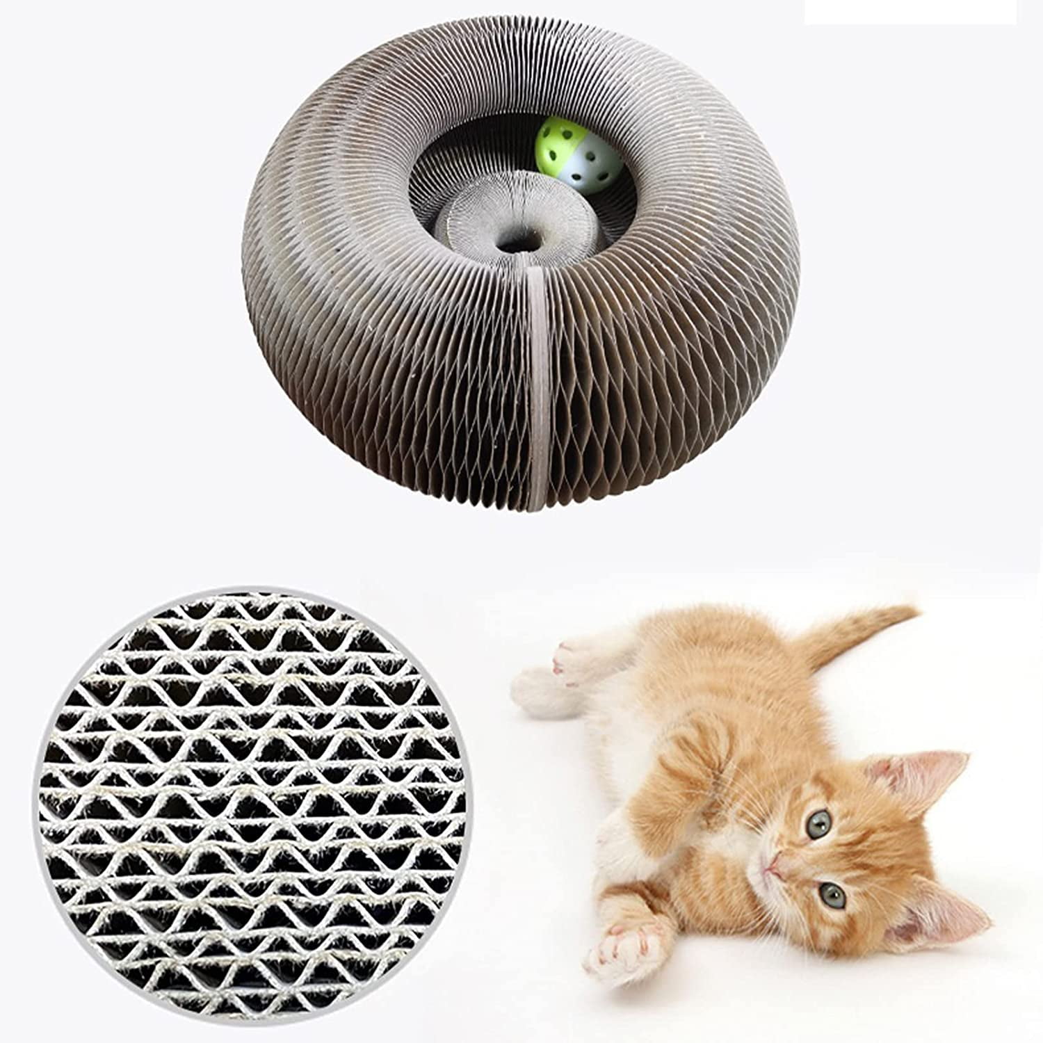 Cat Toy with Round Board Scratching Paper Pad and Ball for All Ages of Cats 