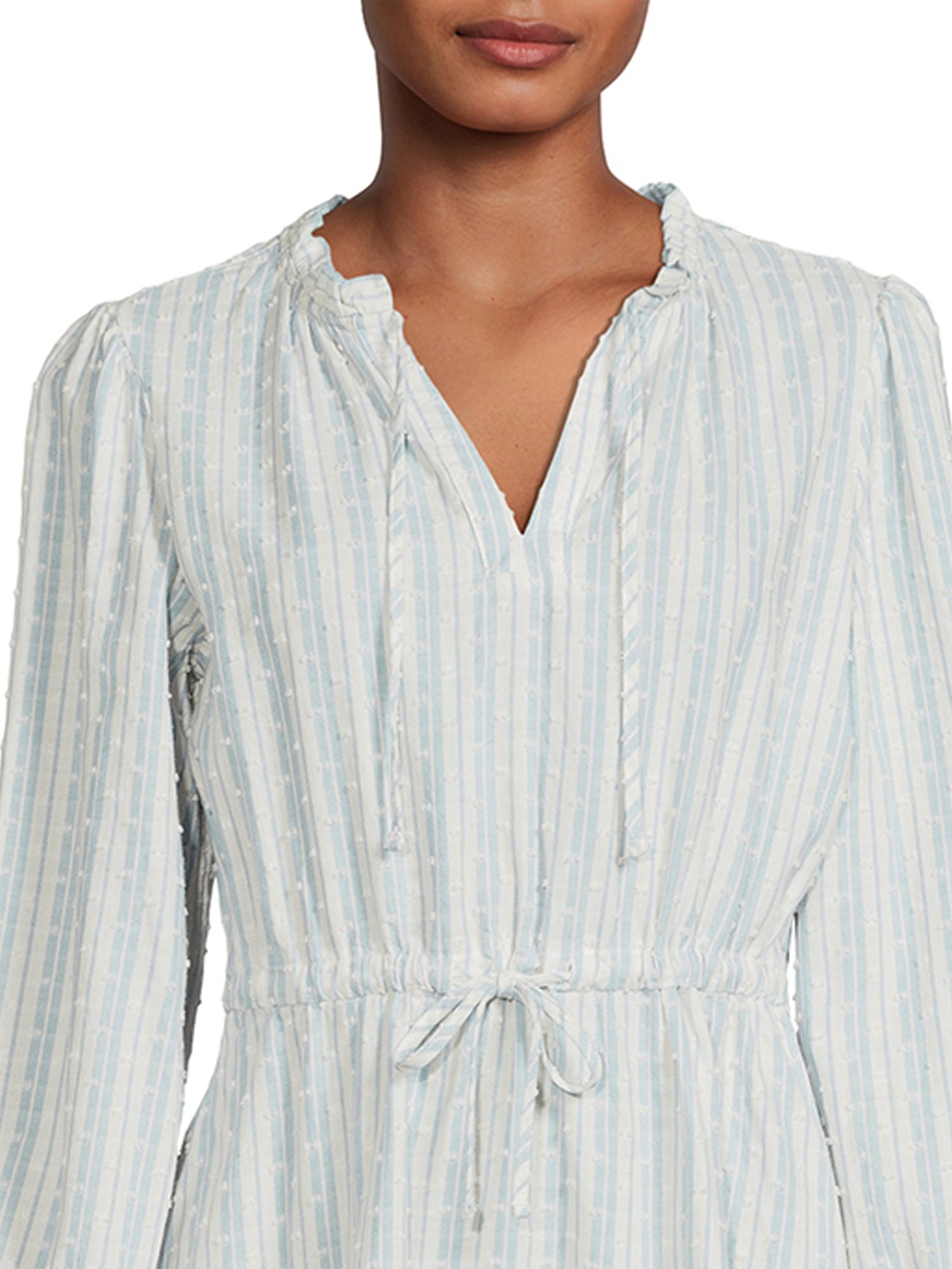 Time and Tru Women's Tiered Midi Shirt Dress