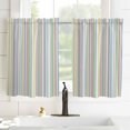 thumbnail image 3 of Colorful Striped Kitchen Curtains 54 Inches Long, Modern Abstract Multi-color Striped Rod Pocket Window Curtains Panels for Bedroom/Bathroom/Nursery, Light Filtering Treatment Curtains Drapes 42"x54", 3 of 5