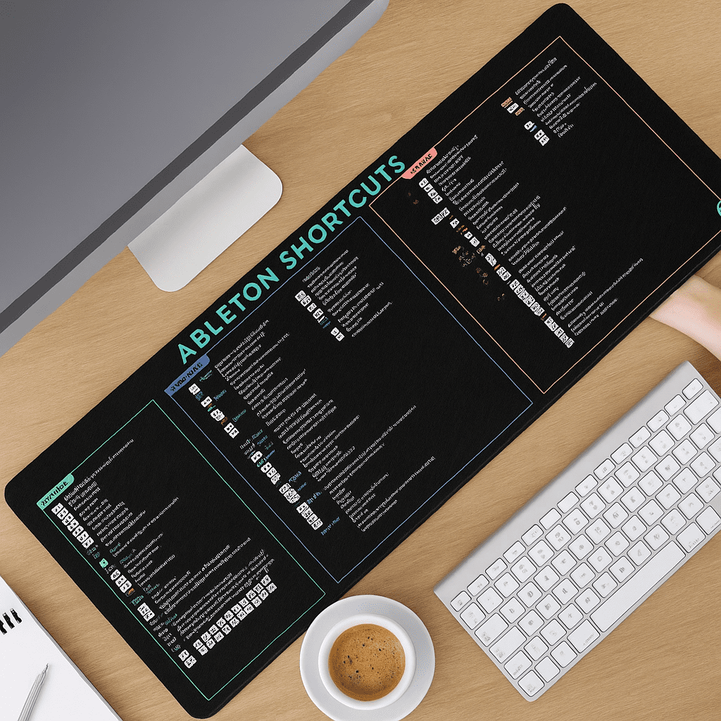 Ableton Shortcuts Mouse Pad – Large Gaming Desk Mat for Music Producers – Mouse Mat Non-Slip, Extended XXL Keyboard & Mouse Mat for Studio & DJ Setup KMH