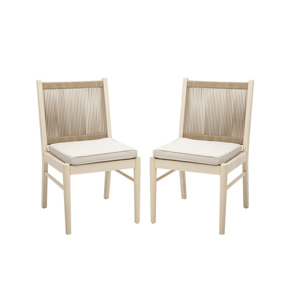 Orry Dining Side Chair Set of 2, Sand Brown Roped Back, Acacia Wood