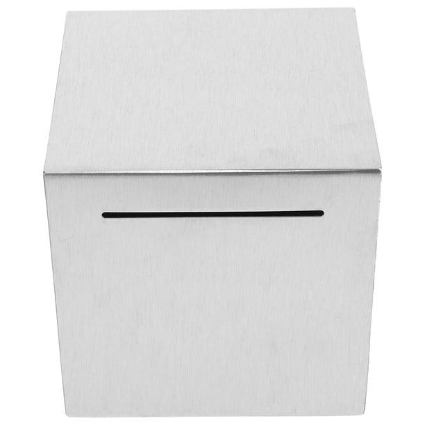 Hucha de acero inoxidable de 12 cm para adultos debe romperse para abrir la caja de ahorro de dinero de metal irrompible para ahorrar dinero en efectivo Plata