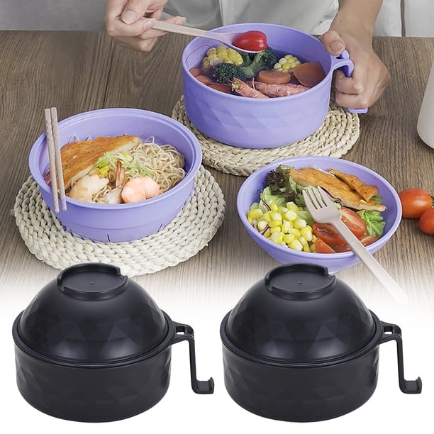 melotizhi Ramen Bowl Set Microwave Ramen Cooker Instant Noodles Bowl With Chopsticks Rapid Ramen Noodles For College Dorm Room Dishwasher, Black