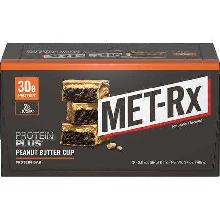 MET-Rx Protein Bar, Peanut Butter Cup, 30g Protein, 9 Ct