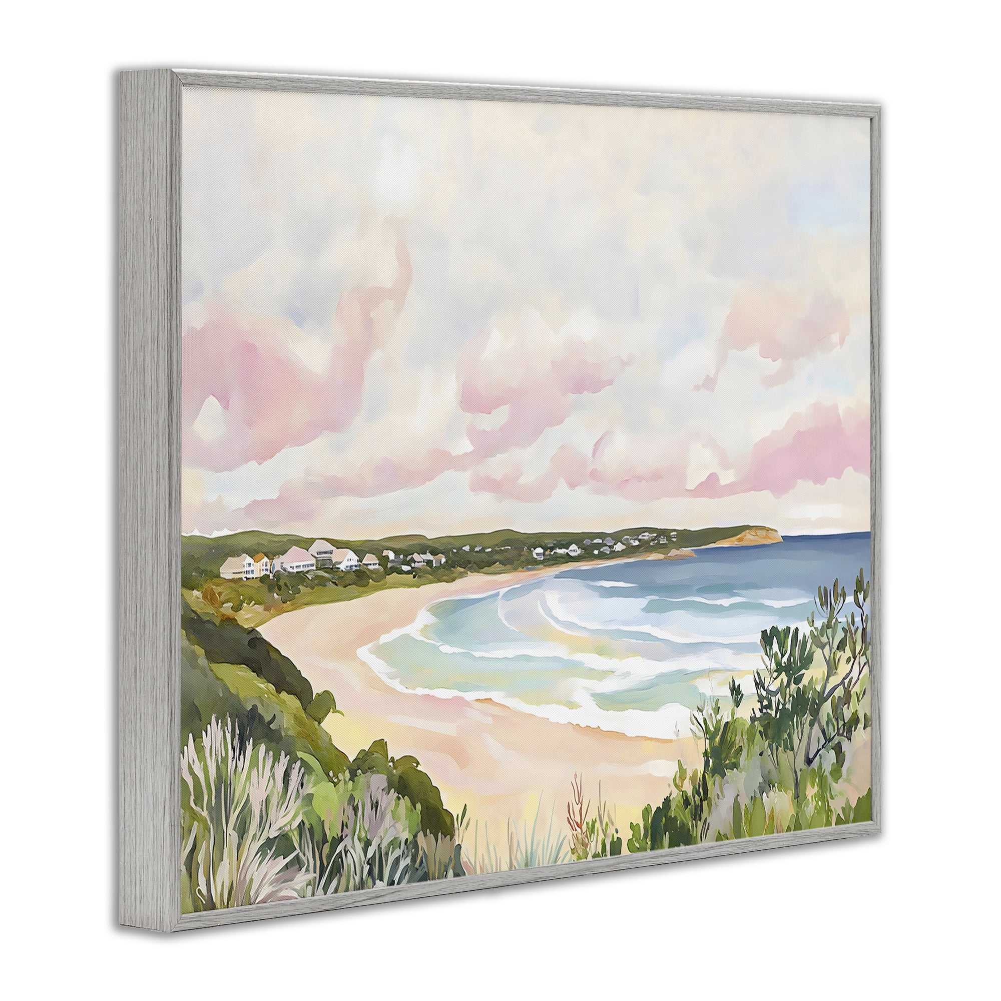 Stupell Industries Serene Sunset Beach Panorama Gray Framed Giclee Art, design by The Prints Vibe