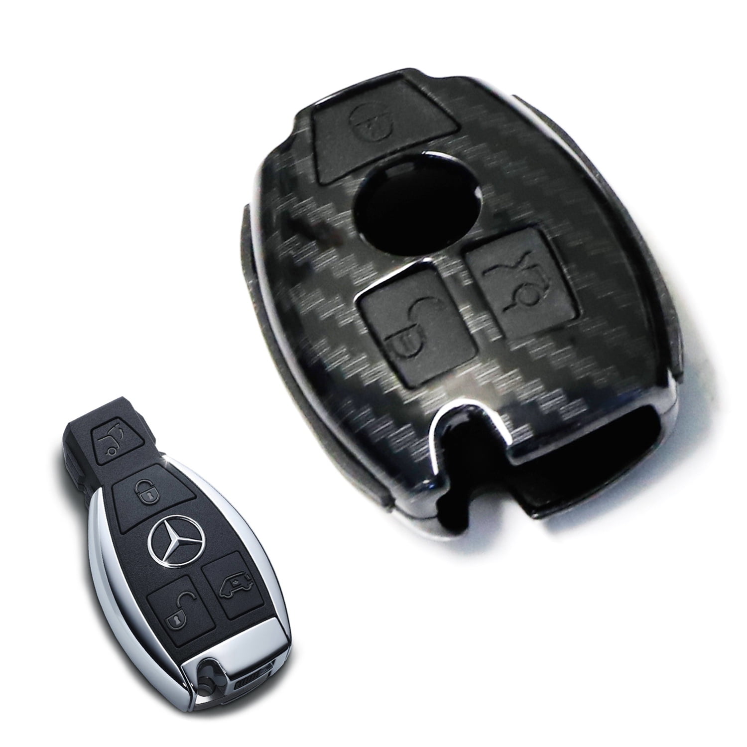 1pc Carbon Style Key Fob Case Cover Fit Mercedes C E S M CLA CLS CLK GLK GLA GLC 