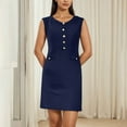 thumbnail image 4 of Women's Formal Work Mini Dress Casual 2025 Summer Sleeveless Elegant Button Bussiness Office Outfits, 4 of 8