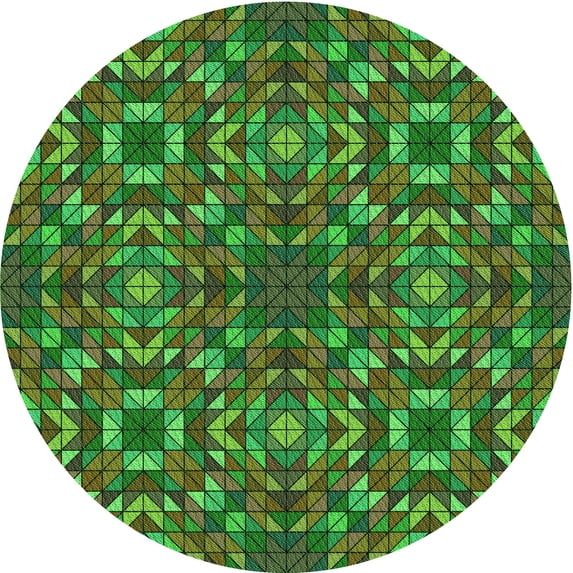 Ahgly Company Indoor Round Patterned Dark Forest Green Area Rugs, 7' Round
