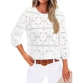 thumbnail image 3 of WIHOLL Blouses for Women Lace Tops Dressy 3/4 Length Sleeve Business Casual Outfits Vacation Spring Summer Clothes, 3 of 10
