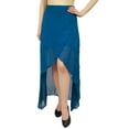 thumbnail image 2 of Bimba Women's Asymmetrical Blue Georgette Half lined High Low Sheer Skirt -XXXL, 2 of 5