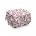 thumbnail image 1 of Flower Ottoman Cover, Sketchy Flowers on Soft Pink, 2 Piece Slipcover Set with Ruffle Skirt for Square Round Cube Footstool Decorative Home Accent, Standard Size, Seal Brown Pale Pink, by Ambesonne, 1 of 5