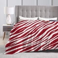 thumbnail image 4 of DouZhe Ultra-Soft Micro Fleece Lightweight Flannel Bed Blanket, Red Zebra Texture Print Cozy Warm Throw Blankets, 80"x60", 4 of 7