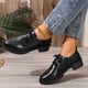 thumbnail image 4 of Xucatan Women's British Style Leather Loafers, Fashion Lace-Up Low Top Shoes with Mid Heel, Comfortable Casual & Dressy Oxfords for Women Gift, 4 of 7