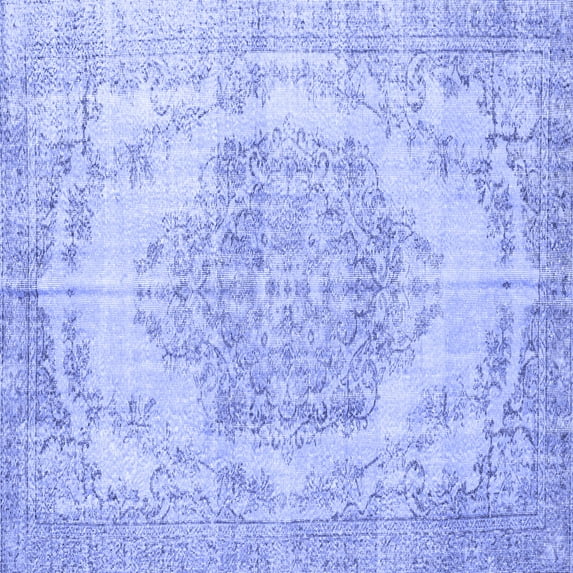 Ahgly Company Machine Washable Indoor Square Persian Blue Traditional Area Rugs, 4' Square