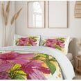 thumbnail image 6 of Ambesonne Floral Duvet Cover Sets, Vibrant Hibiscus Flower, 2-Queen, Earth Yellow Fuchsia, 6 of 7