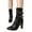 Black, variant on Studded Buckle High Heel Mid Calf Combat Boots for Women 2025 Vintage Leather Winter Fall Short Dress Booties