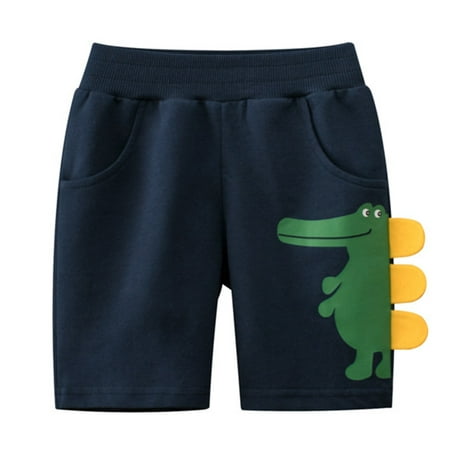 

Zlekejiko Toddler Kids Baby Boys Jogger Shorts Summer Cotton Casual Cartoon Dinosaur Embroider Short Active Pants With Pockets