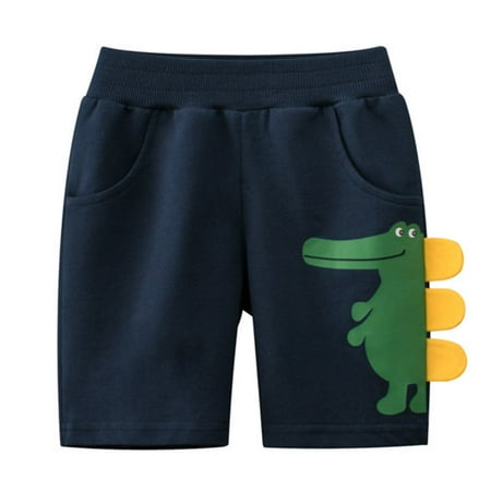 

Toddler Kids Baby Boys Jogger Shorts Summer Cotton Casual Cartoon Dinosaur Embroider Short Active Pants With Pockets