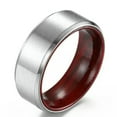 thumbnail image 7 of Wood Inlay Stainless Steel Band Mens 8mm Silver Brushed Anniversary Ring Sz 7-13, 7 of 7