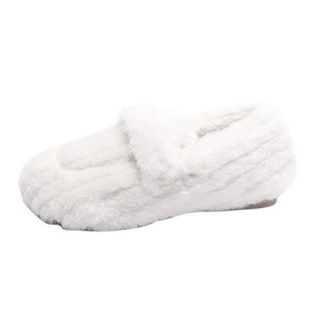 

kpoplk Toddler Snow Boots Fashionable Winter Children Boots Boys And Girls Cotton Shoes Flat Bottom Plush Warm Toddler Sneakers(White)