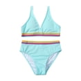 thumbnail image 2 of Cethrio Girls Bikinis, Fashion Quick Dry Two-Piece Solid Color Summer Swimsuits Light Blue Size 10-11 T, 2 of 6