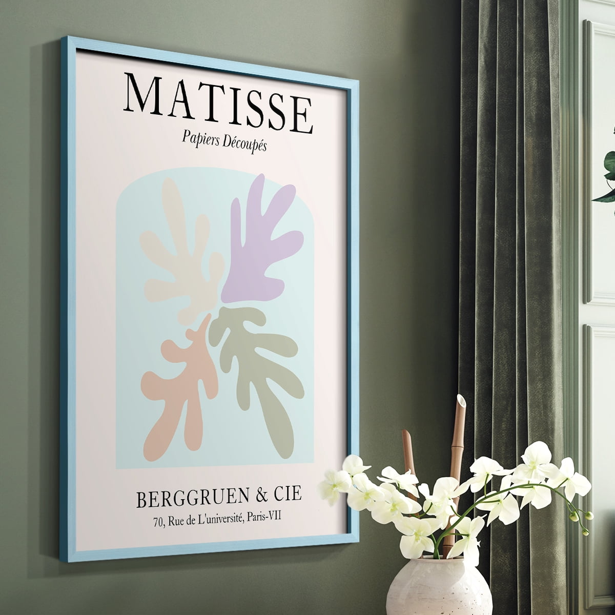 Matisse DVI Framed Print in Blue Solid Wood Framed Print No Nail Hanging