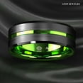 thumbnail image 3 of Tungsten Rings for Men Wedding Bands for Him 8mm Black Green Line, 3 of 6