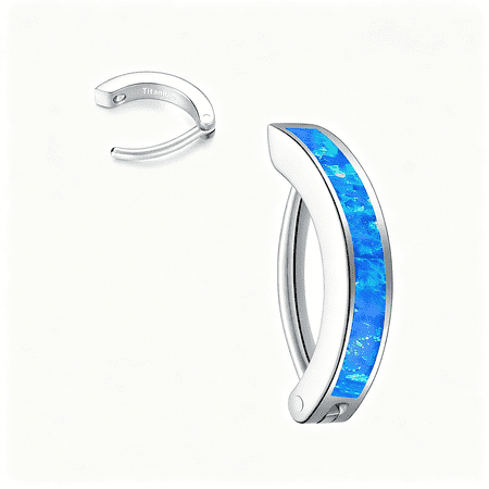 DESIGNICE 14G G23 Titanium Clicker Belly Button Ring,10/12Mm Reverse Curved Hoop Navel Barbell Piercing Jewelry