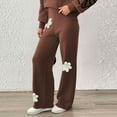 thumbnail image 4 of HongQid Womens Knit Lounge Pant High Waisted Sweater Pants Floral Embroidered Pants Wide-Leg Trousers Long Loose Casual Pants, 4 of 6