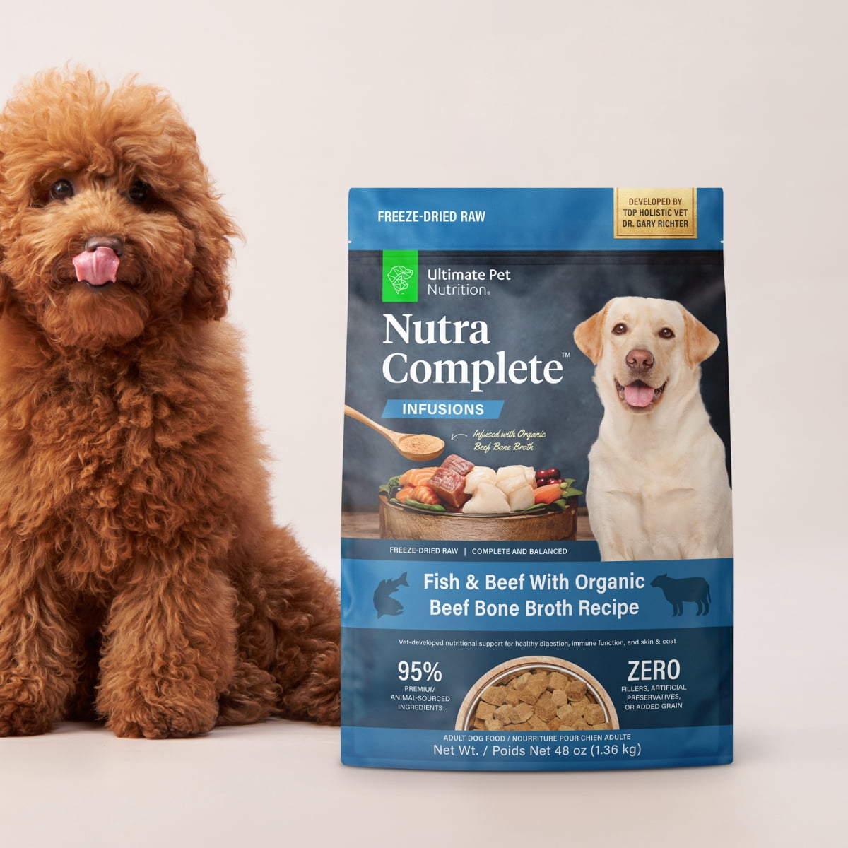 Ultimate Pet Nutrition Nutra Complete Plus Bone Broth Fish & Beef Dog Food 48 oz.